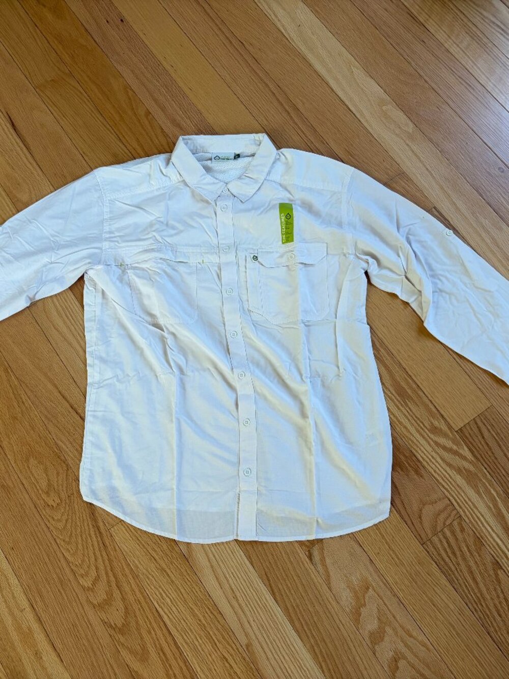 tasc Performance Fishing Shirt Mens Large White Bamboo Blend Long Sleeve Trail